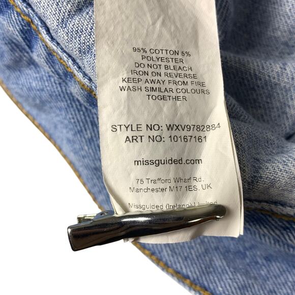 MISSGUIDED Plus Distressed Light Wash Denim Jean Jacket Size 16 - Picture 6 of 6